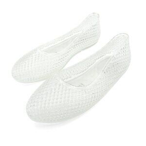 Lurneyt Women's CLEAR Glitter Jelly Flexible Ballet Flats Breathable Mesh Design